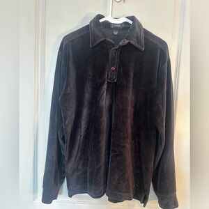 J. Crew Brown Velour Retro Polo Pullover Shirt, Small